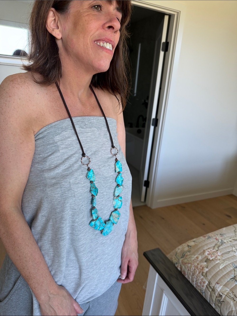 Turquoise Leather Necklace